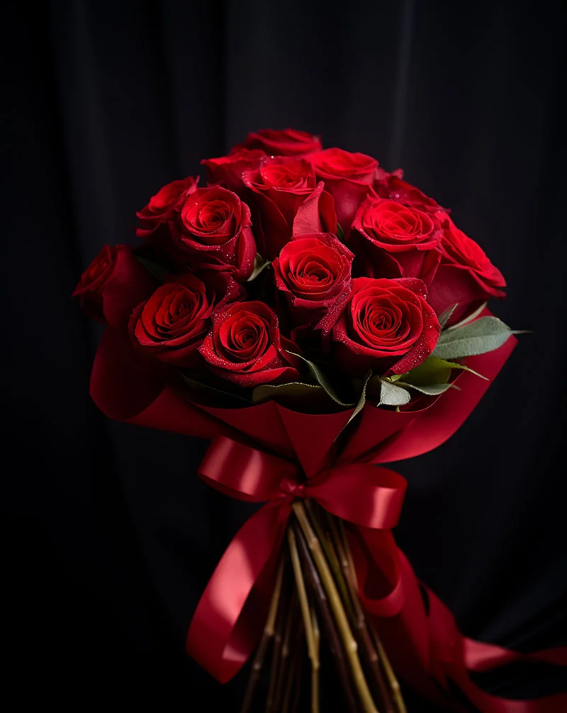 Classic 12 Red Roses Bouquet - Making Dream