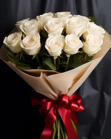 Classic 12 White Rose Bouquet