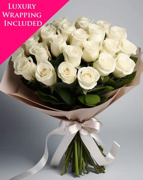 Radiance 24 White Rose Bouquet