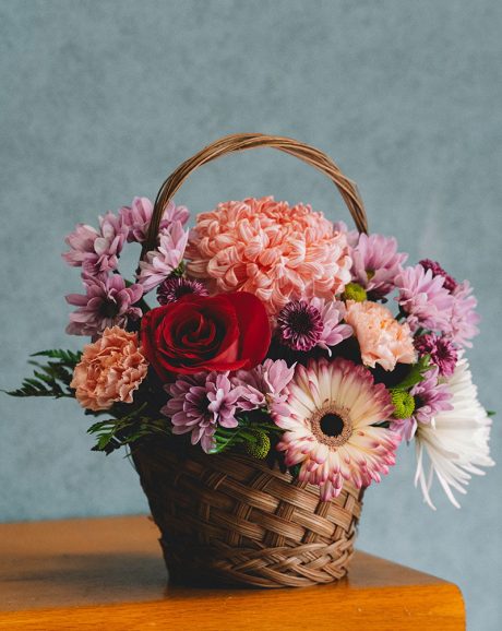 Bright Pink Flower Basket