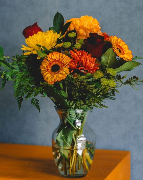 Orange Beautiful Garden Bouquet with Vase