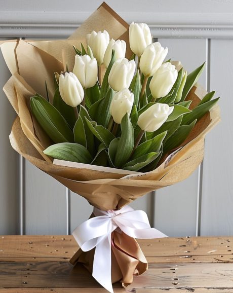 10 White Tulip Bouquet