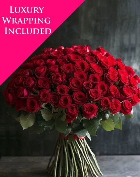 100 premium red roses bouquet