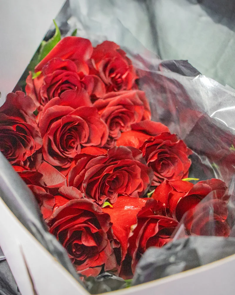 12 premium red roses in a box - Making Dream