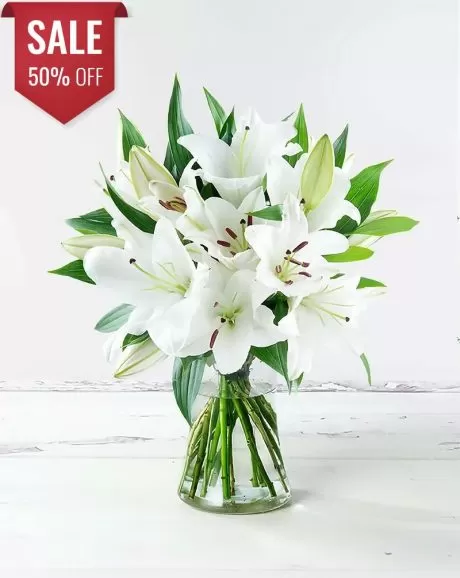 Oriental Lily Bouquet in a Vase