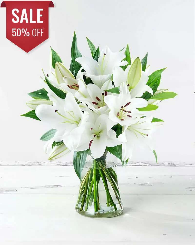 Oriental Lily Bouquet In A Vase