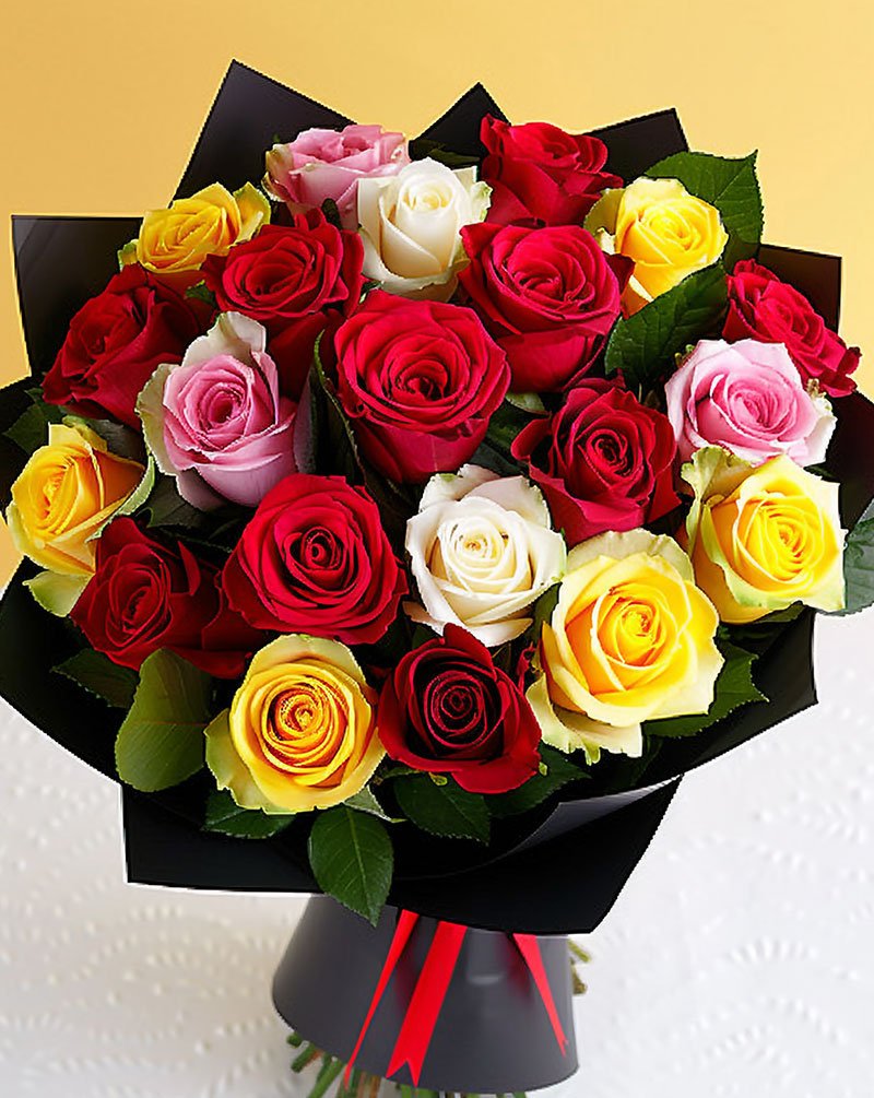24 Mixed Color Roses Bouquet