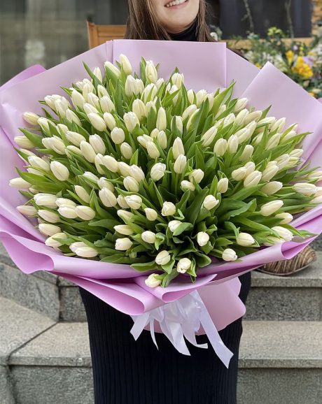 Large White Tulip Bouquet