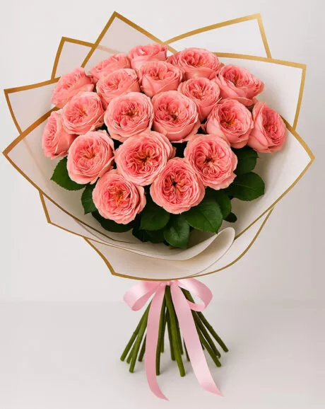 24 Pink Garden Roses Bouquet