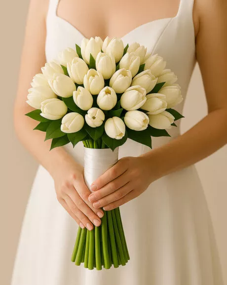 White Tulip Bridal Bouquet