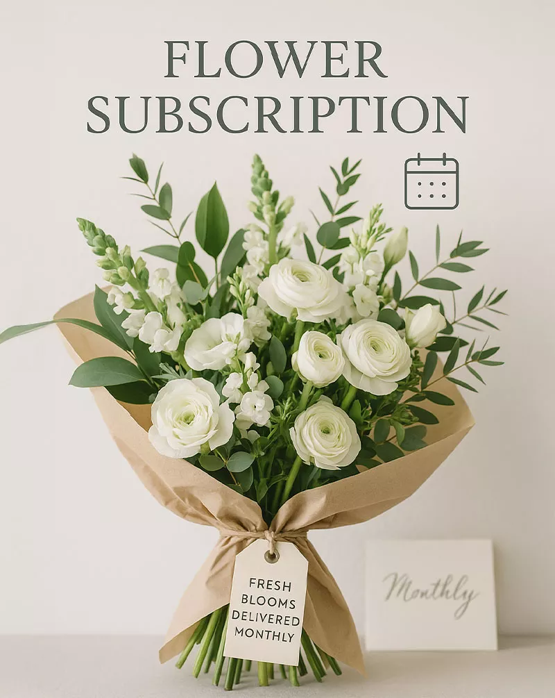 Full White Flower Subscription Bouquet