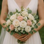 a bride holding a bridal bouquet