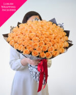 100 Peach Roses Bouquet