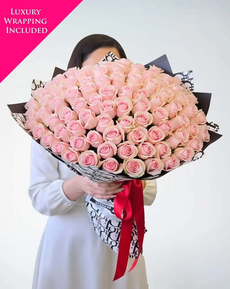 100 Premium Pink Rose Bouquet