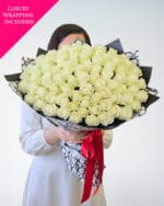 100 Premium White Rose Bouquet