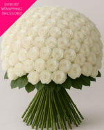 100 Premium White Rose Bouquet