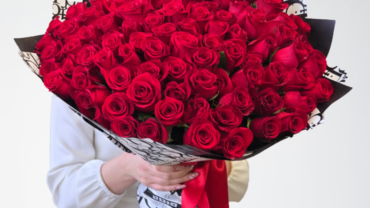 100 premium red roses bouquet | Same Day Delivery Toronto & GTA