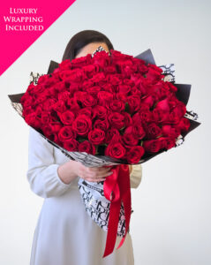 100 premium red roses bouquet