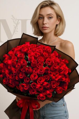 100 red roses bouquet