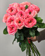 12 Pink Garden Roses Bouquet - Image 2