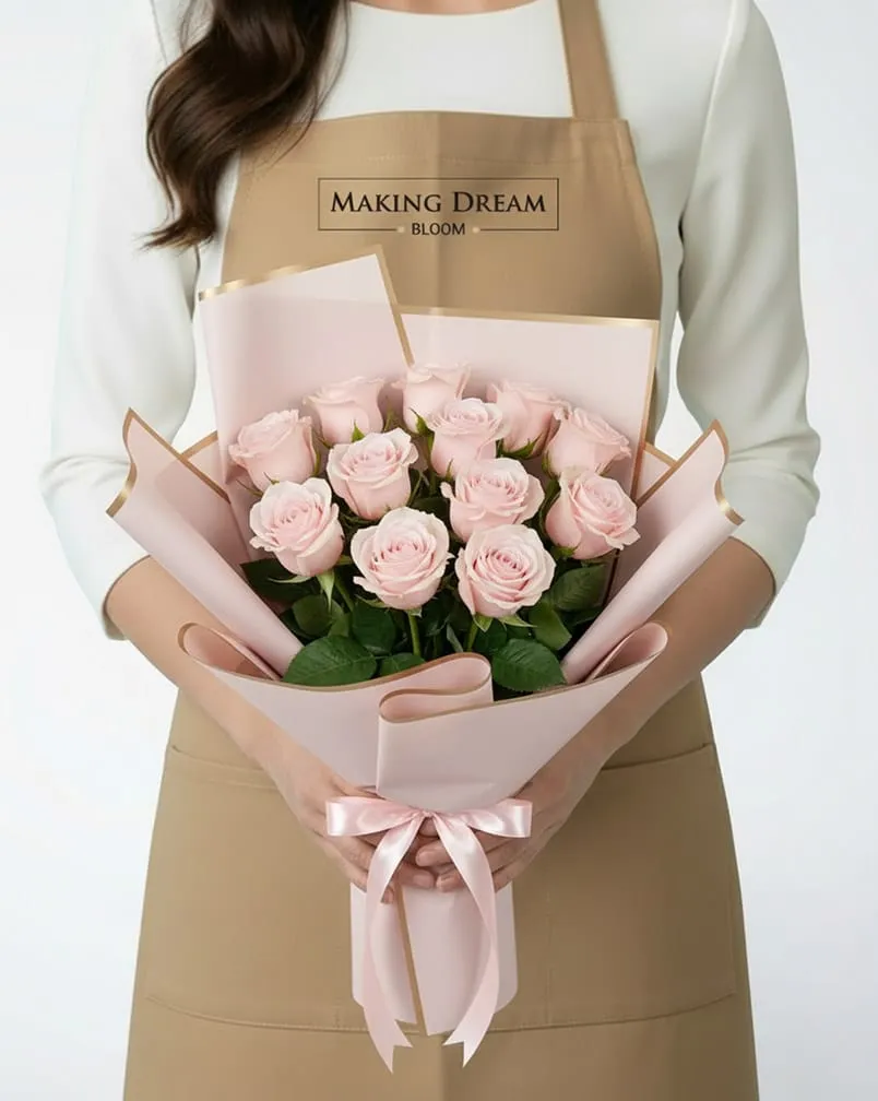 12 Premium Pink Rose Bouquet
