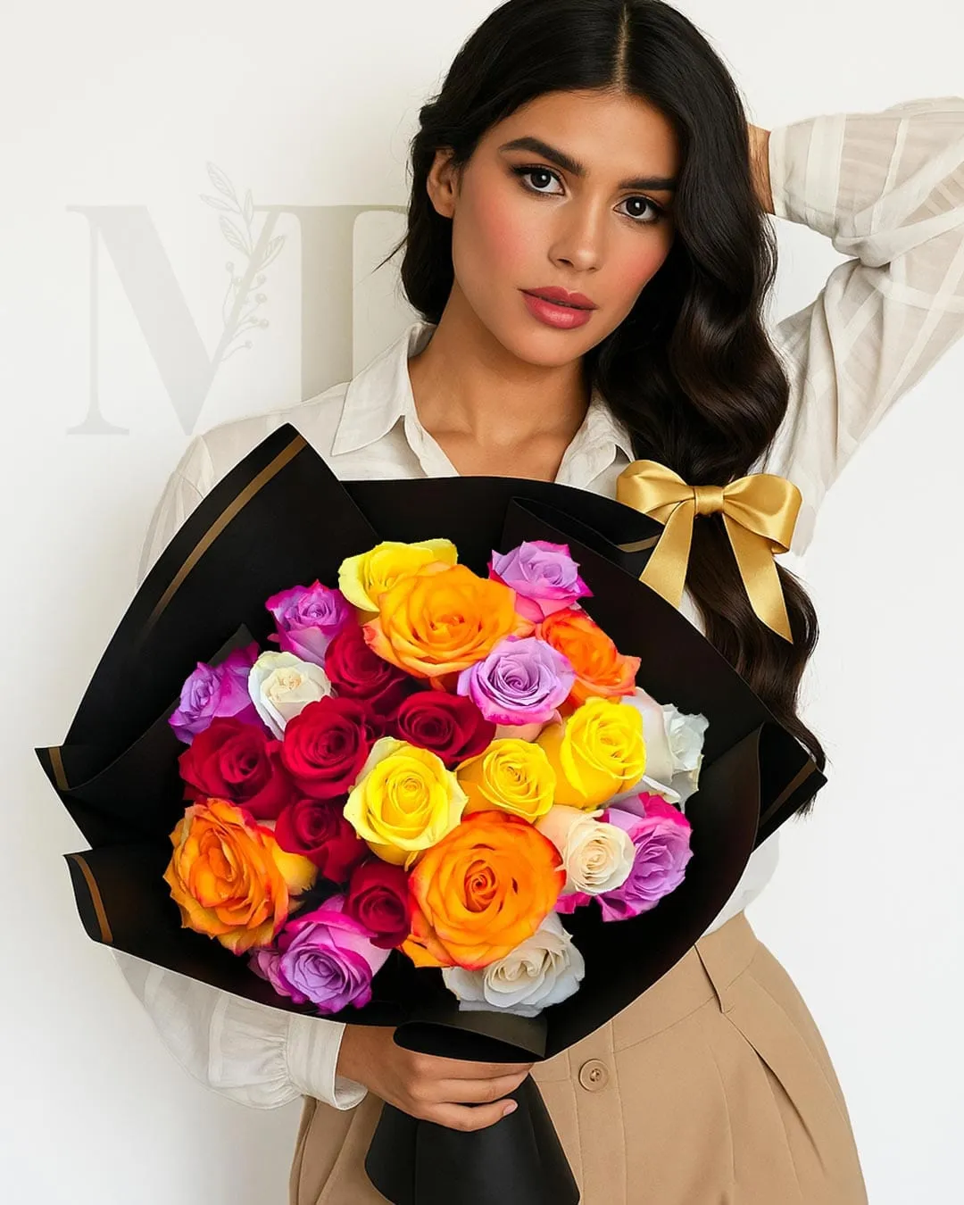 24 Mixed Color Roses Bouquet