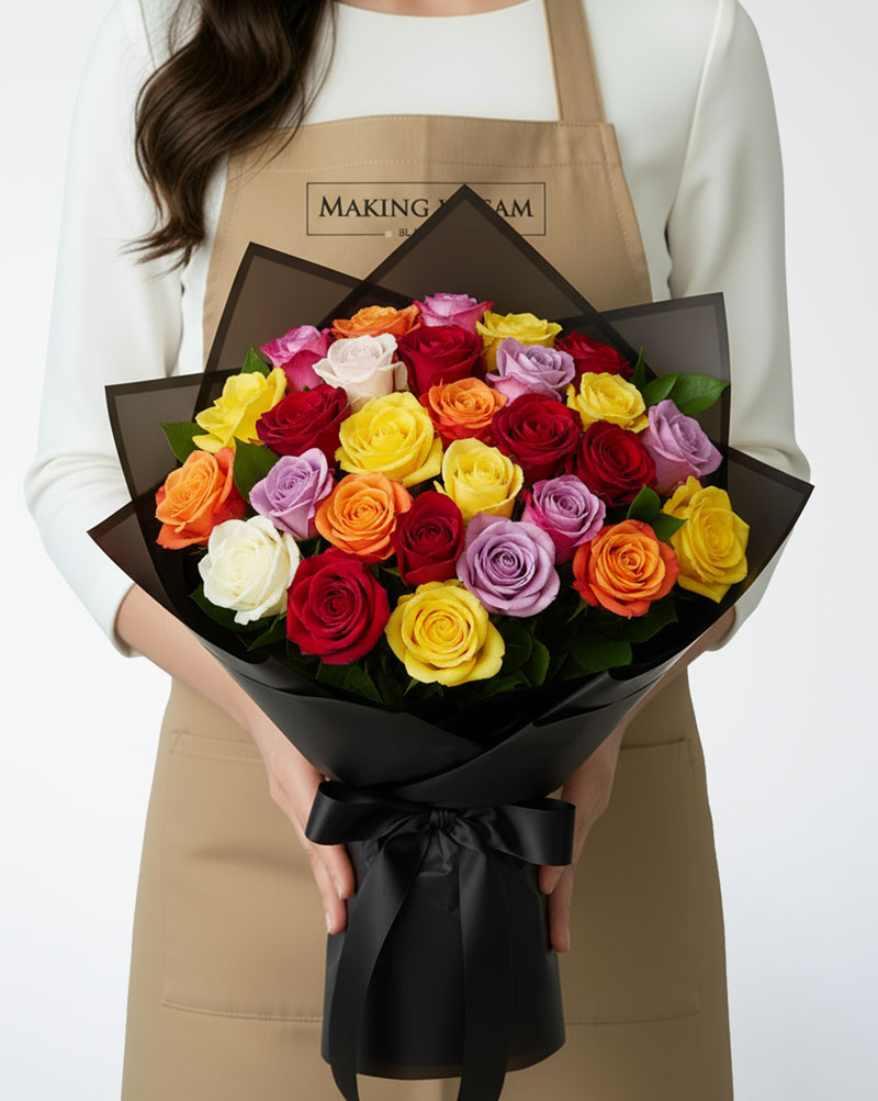 24 Mixed Color Roses Bouquet