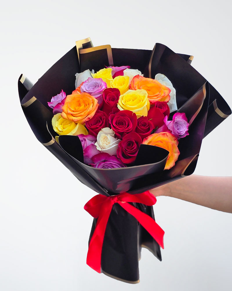 24 Mixed Color Roses Bouquet