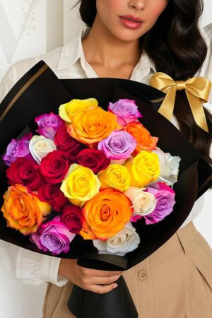 24 Mixed Color Roses Bouquet
