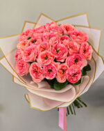 24 Pink Garden Roses Bouquet - Image 2
