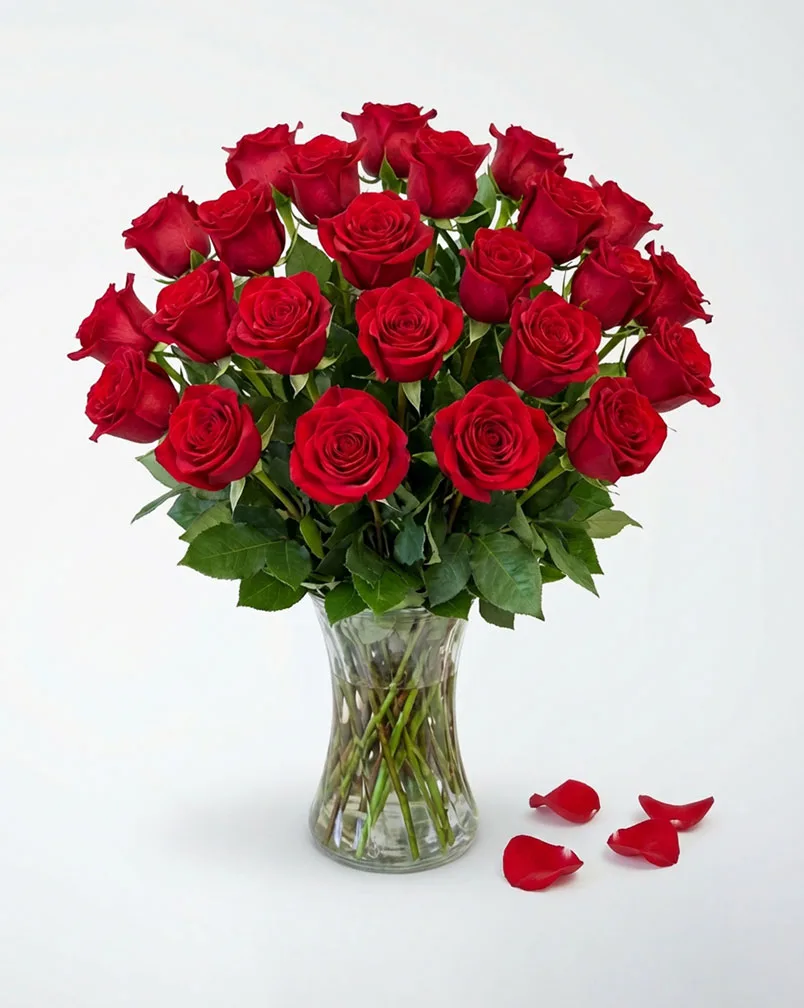 24 Red Roses Bouquet in a Vase