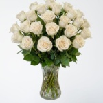 24 White Roses Bouquet in a Vase