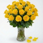 24 Yellow Roses in Vase