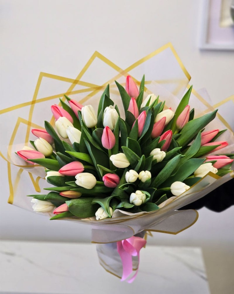 40 Mixed Color Tulips Bouquet Same Day Flower Delivery 40 Mixed Color Tulips Bouquet Same Day Flower Delivery