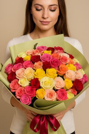 50 Premium Mixed Color Roses Bouquet