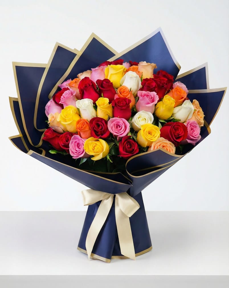 50 Premium Mixed Color Roses Bouquet