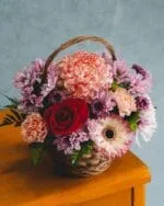 Bright Pink Flower Basket - Image 2