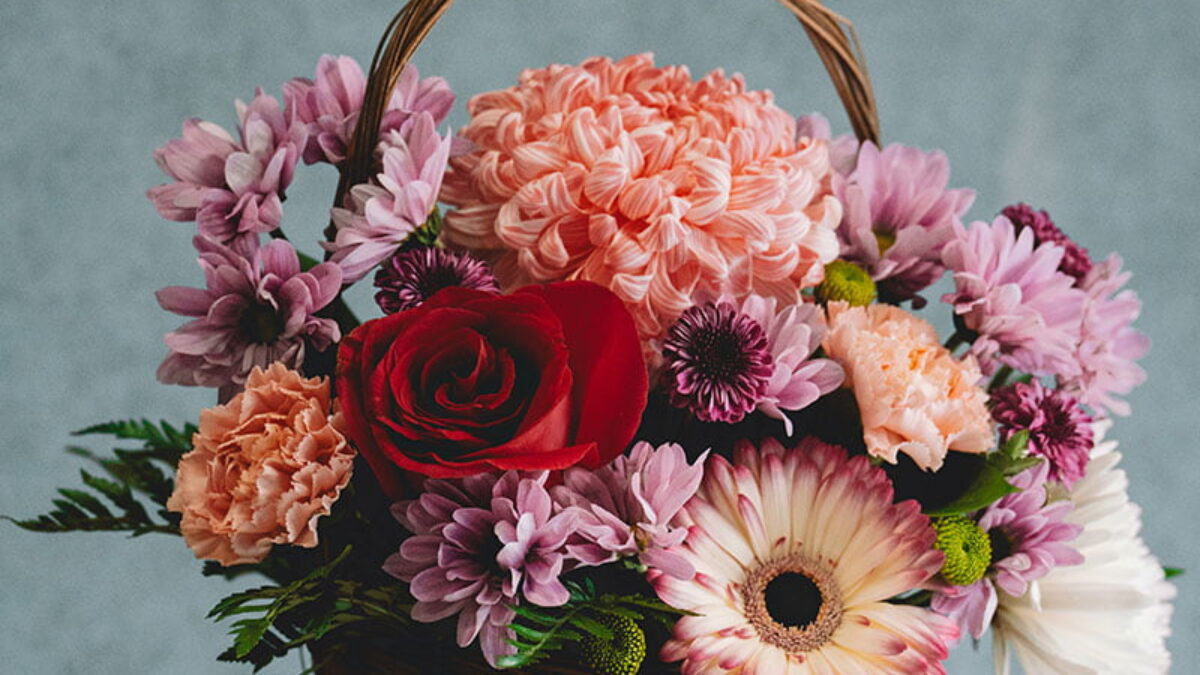 Bright Pink Flower Basket | Same Day Flower Delivery