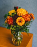 Orange Beautiful Garden Bouquet with Vase - Image 4