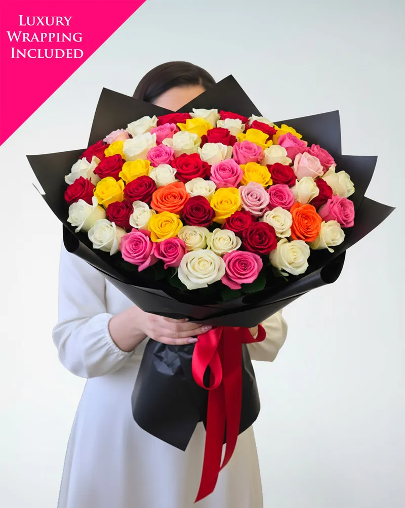 Grand Mixed Color Roses Bouquet