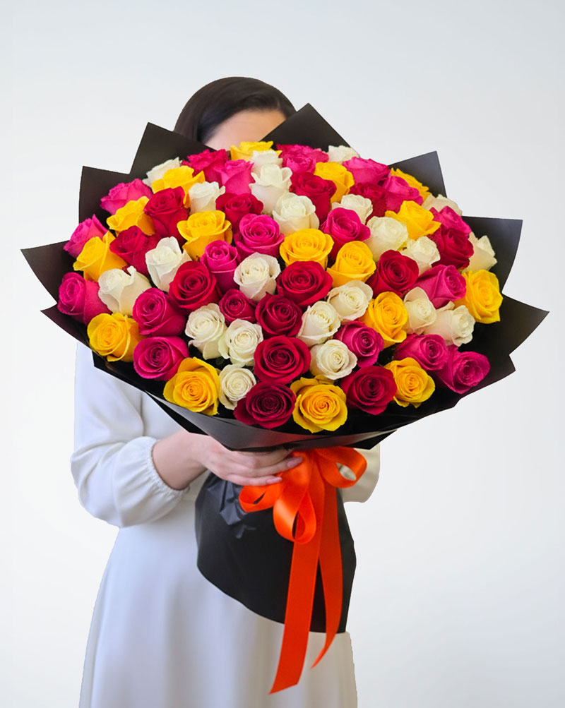 Grand Mixed Color Roses Bouquet