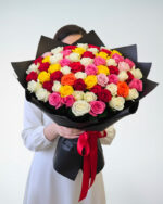 Grand Mixed Color Roses Bouquet - Image 3