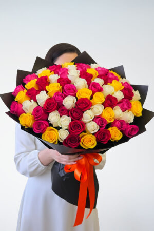 Grand Mixed Color Roses Bouquet
