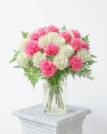 Mixed Color Carnations Bouquet In a Vase
