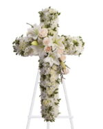White Cross Standing Spray