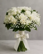 White Rose and Freesia Bridal Bouquet - Image 2