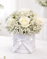 White Rose with Baby’s Breath Flower Box