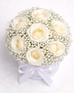 White Rose with Baby’s Breath Flower Box