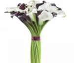Burgundy and White Calla Lily Bridal Bouquet - Image 3