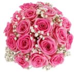 Pink Roses with Baby's Breath Bridal Bouquet - Image 2